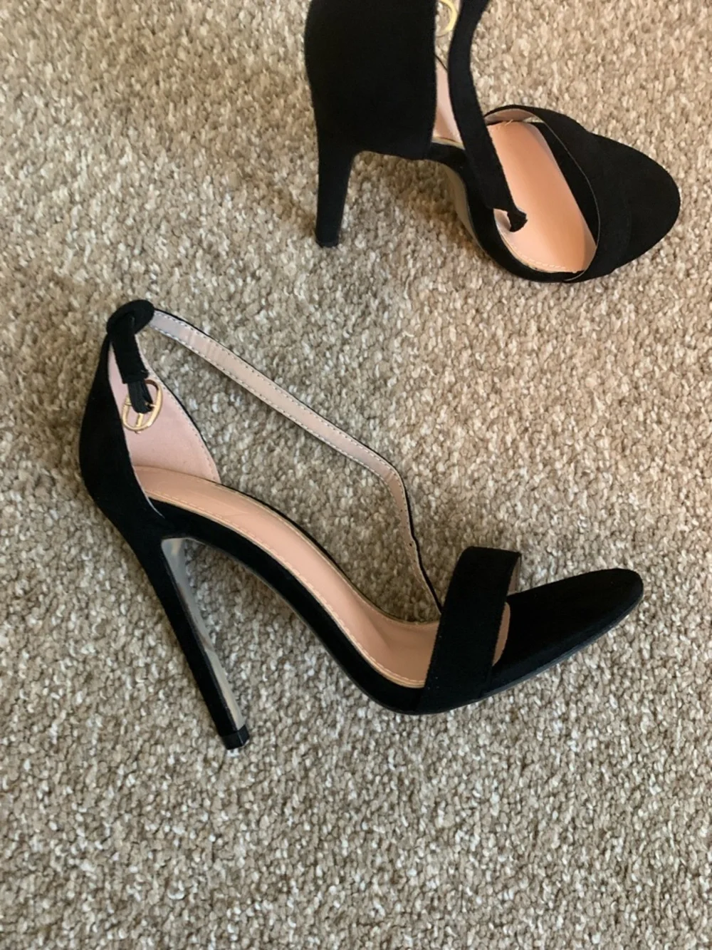 Classic Black Suede Ankle-Strap Heels